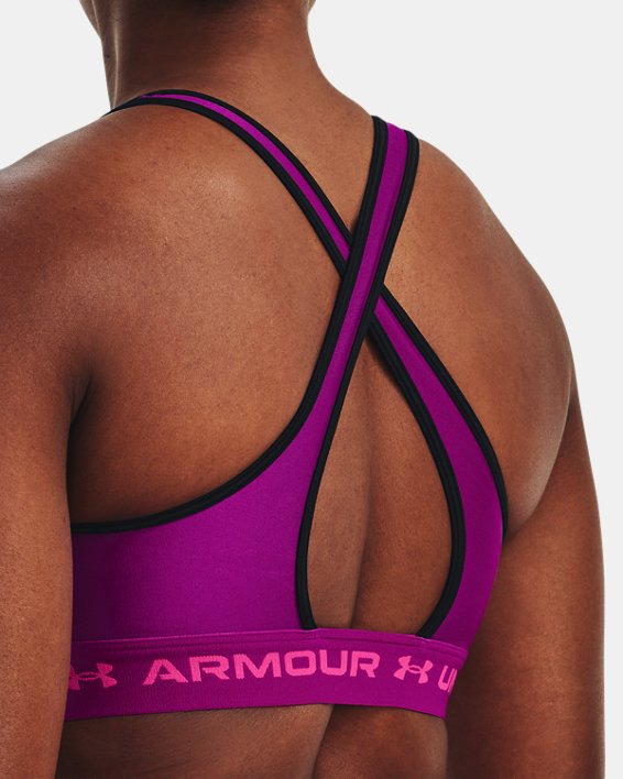 Sujetador deportivo de sujeción media y espalda cruzada Armour® para mujer, Purple, pdpMainDesktop image number 8